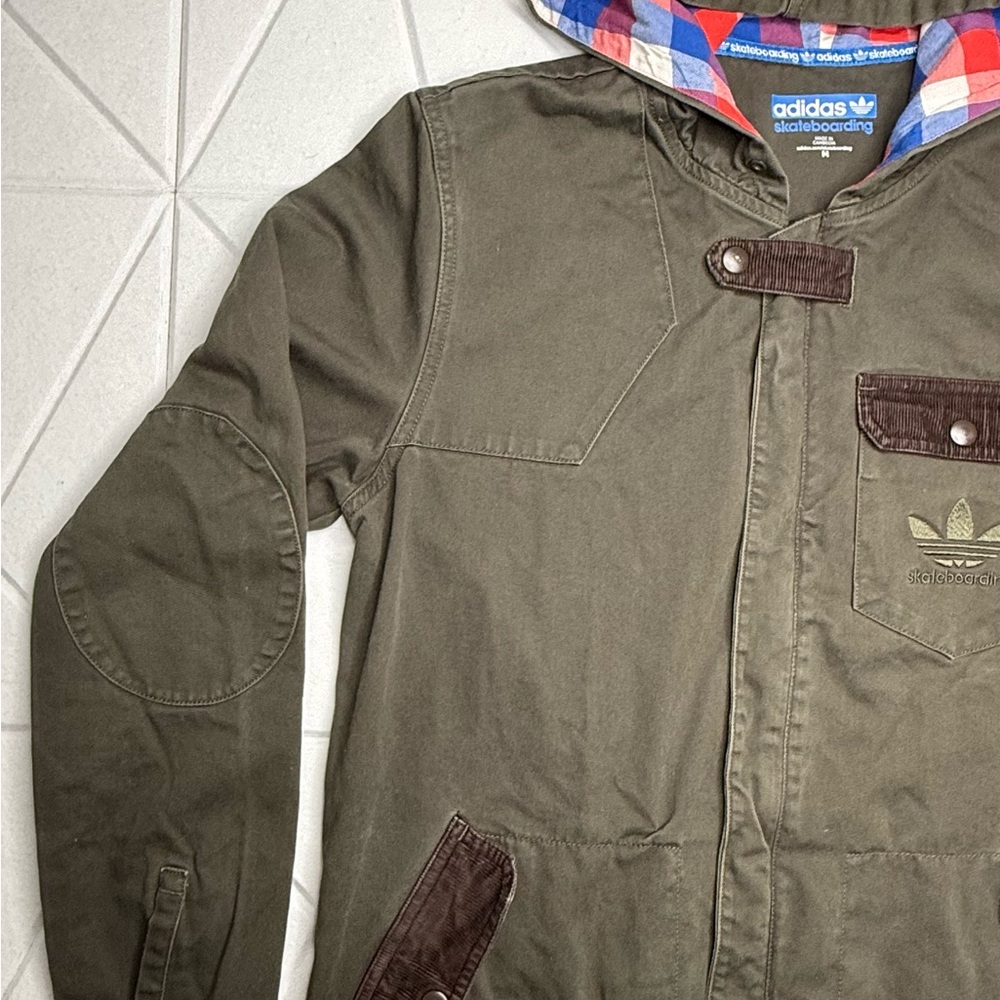 Adidas Skateboarding Jacket Olive Green Hooded Men's Size M Lightweight Utility - Picture 3 of 14